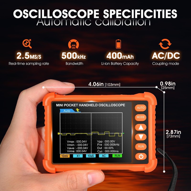 Digital Oscilloscope Handheld Portable Oscilloscope 2.5 MS/s Sampling Rate 500