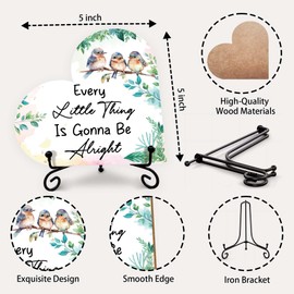 Three Little Birds Desk Decor, Don't Worry Bout A Thing Cuz Every Little Thing Is Gonna Be Alright, Watercolour Three Birds Print Wood Plaque, Inspirational Gifts for Friends - B20