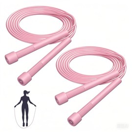 Senshuomy Adjustable Skipping Rope for Adult and Kids,Jump Rope,With Adjustable Length,Lightweight and Portable,Featuring a Comfortable Handle for Speed Jumping(Pink/2 pcs)