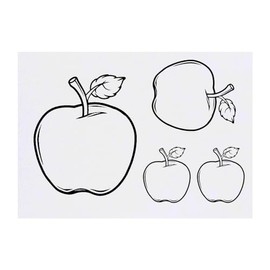 4 x 'Apple with Leaf' Temporary Tattoos - Water Resistant, Skin-Safe, Non-Toxic Transfers, Mixed Sizes (TO00073316)
