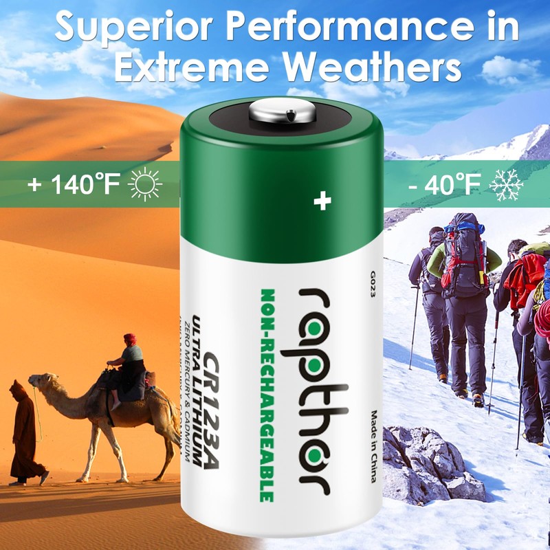 rapthor 1800mAh CR123A 3V Lithium Batteries CR123 123A CR17345 3