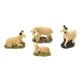 4 x Sheep Aries and Lambs Christmas Figurines 6cm Birth Scene Figures Animals Nativity Jesus 3 Kings Nativity Craft God Accessories for Models