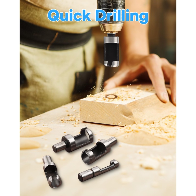 AOKLIT Plug Cutters for Woodworking, 8pcs Wood Plug Cutters Drill