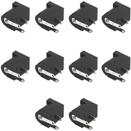 DC Power Socket Receptacle Connector 3 Pin Board Mount DC Receptacle Charging Socket Power Socket 5.5 x 2.1mm 10pcs Black