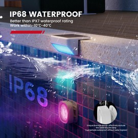 Enhulk Pool Lights with APP Control - 43+ Color Scenes & Timer, IP68 Waterproof Above Ground Pool Light,Poolside Solar Light, RGBW Solar Pool Lights for Garden, Pond, Patio (White 2-Pack)