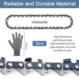 Pack of 5 6 inch chainsaw chain and guide rod, replacement chainsaw rod and chains for 6 inch chainsaw with protective gloves, cordless electric portable hand chainsaw for wood cutting