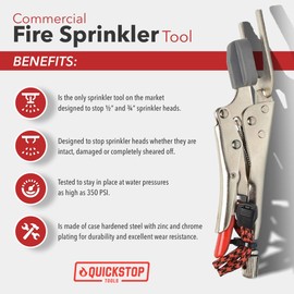 QUICKSTOP QCOM Commercial Fire Sprinkler Heads Shutoff Tool for Managing Accidental Fire Sprinklers Activation and Water Damage, Works On Upright, Pendant and Sidewall Sprinklers and Recessed Heads