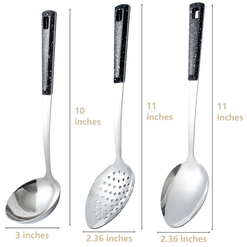 3-Piece,Stainless Steel Serving Spoons Set with Slotted Spoon, Serving Spoon