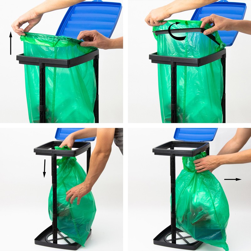 Grizzly Sack Holder Blue Lid Adjustable 120L Refuse Bag Stands