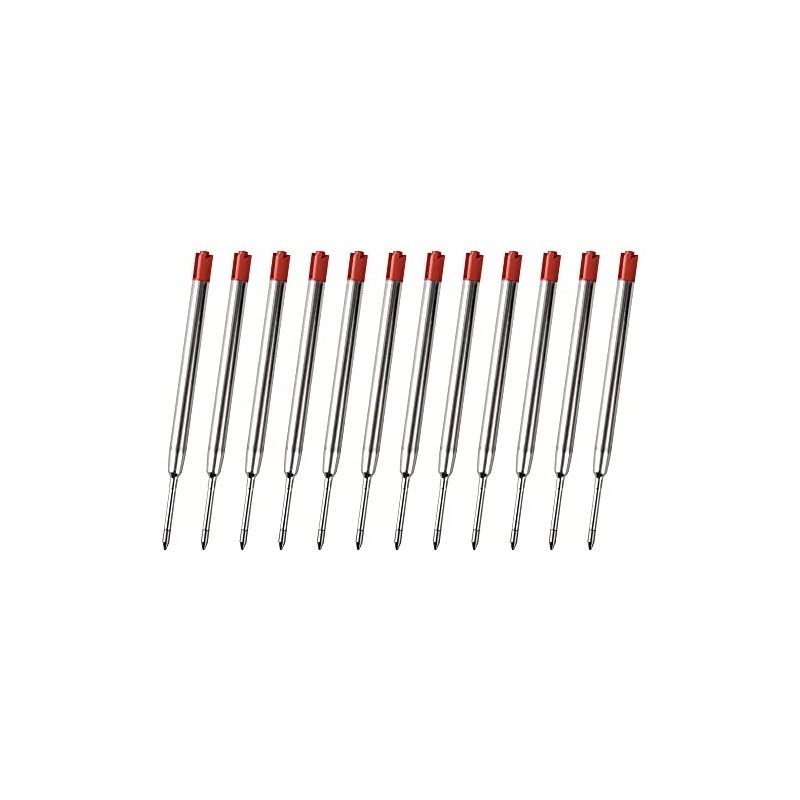 12x Red Parker Compatible Ballpoint Pen Refills, Medium Tip (0.7mm)