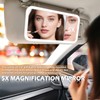 Upgraded Car Vanity Mirror with Lights 5X Magnifying,Rechargeable Visor Mirror