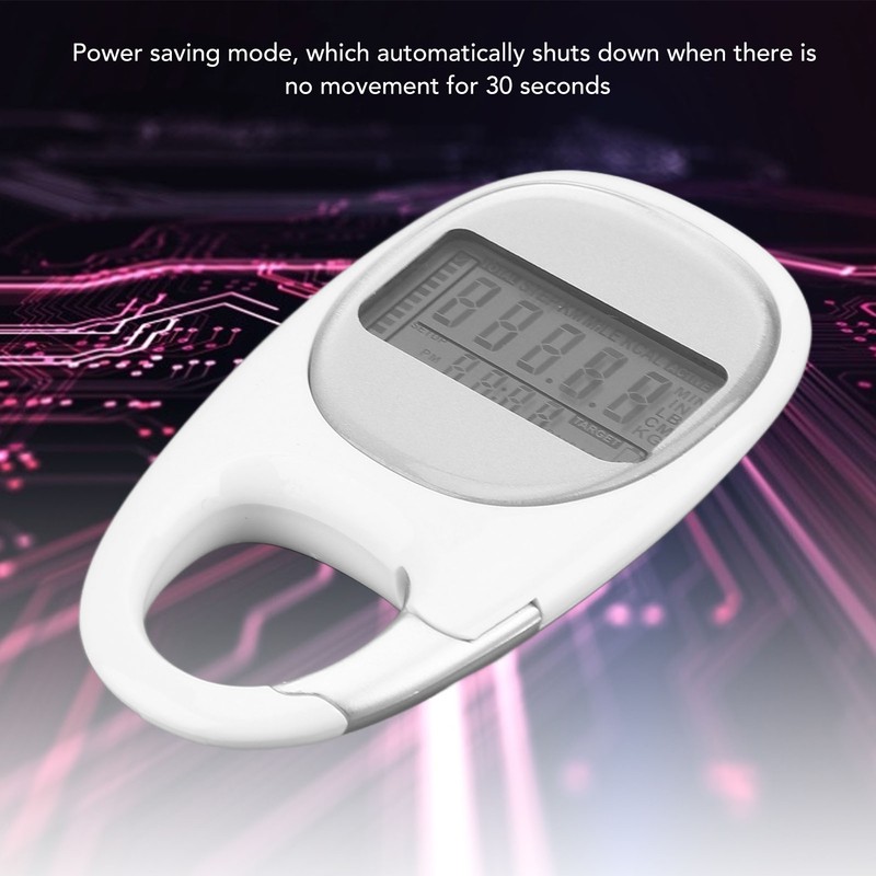 Step Counter Power Saving Mode Clear LCD Display Simple Carabiner