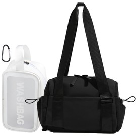 TOSYOFFI Mini Gym Bag for Women, Small Tote bag with Wet Compartment and Toiletry Bag for Yoga, Pilates, Swimming, Black