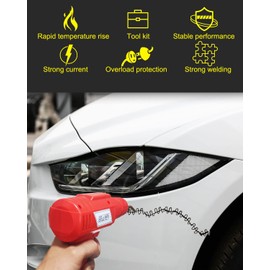 Plastic Welding Kit 100w Hot Stapler Plastic Welder Repair Kit with 400pcs Hot Wave Flat Staples Plier Carry Case for Bumper Fender Kayak Most Plastic Crack Repair Red