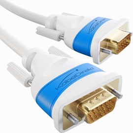 KabelDirekt – VGA cable for maximum video quality thanks to high-purity copper conductors – 5m (Full HD, VGA to VGA, connects computers to screens/projectors, 15-pin D-Sub, monitor cable, white)