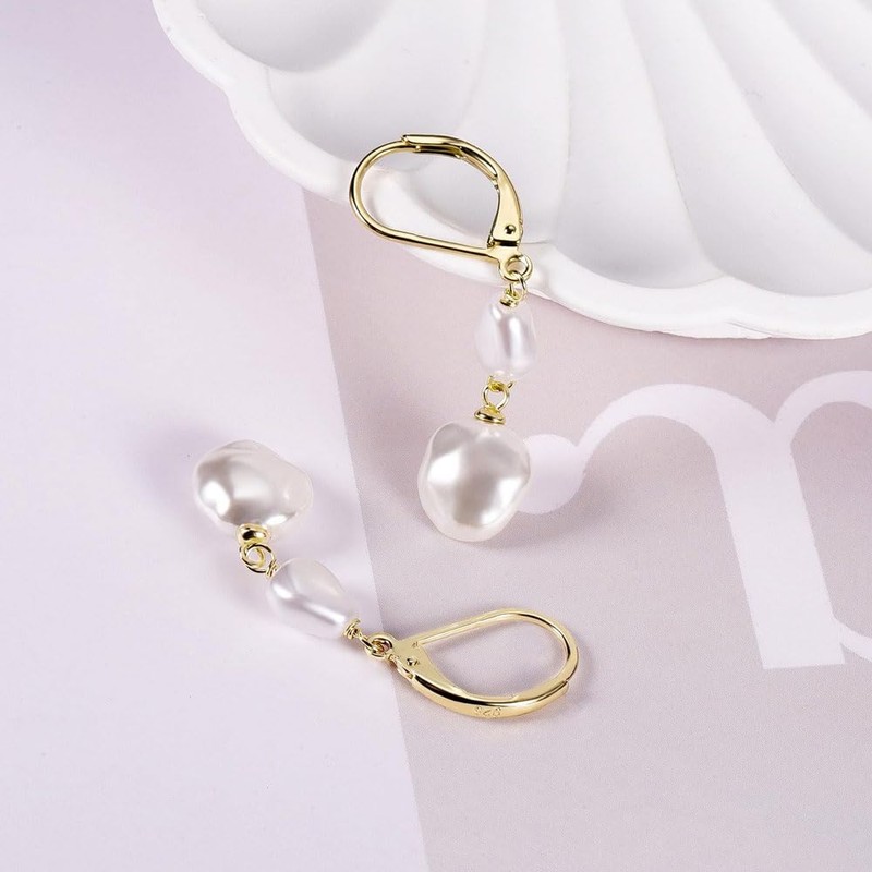 TTPSRY Ohrringe für Frauen Mode 14k Perlen Ohrringe 925 Sterling