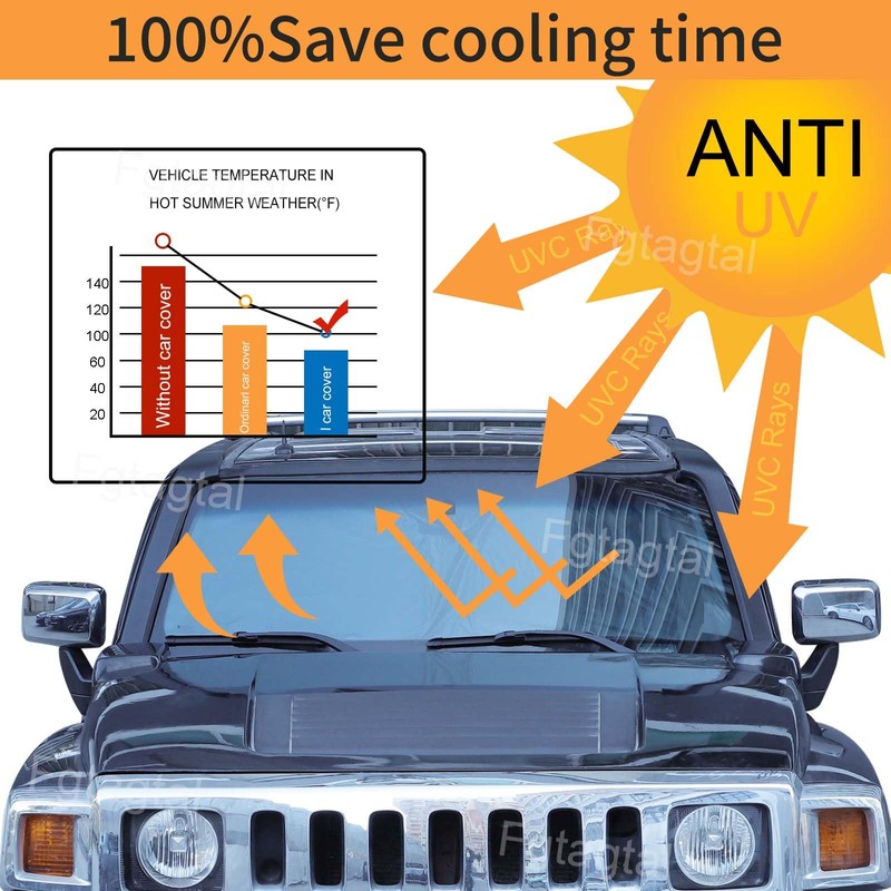 Windshield Sunshade Fit for Hummer H3 2005-2009, Folding Car Sun
