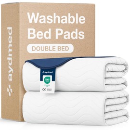 2 x AYDMED Essential Washable Incontinence Bed Pads | For Double & Single Beds | Maximum Absorbency 100% Leakproof Kylie Sheets | Reusable Waterproof Bed Wetting Sheets For Adults, Children & Babies