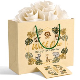 BOPLYBAY Wild One Safari Gift Bag Set for 1st Birthday
