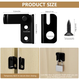 Türriegel Abschließbar, Türschloss Riegelschloss Kleiner Edelstahl Türriegel mit Schloss, 2 in 1 Edelstahl Schlossriegel mit Vorhängeschloss, Links öffnen Türverriegelung für Tor Zaun Fensterriegel