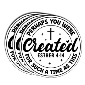 (3Pcs) Perhaps You were Created for Such A Time As This Sticker Christian Bible Quote Vinyl Waterproof Decal for Women Laptop Tumbler Journal Inspirational Faith Gifts Size 3"