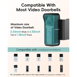 ZUMIMALL Anti-Theft Video Doorbell Mount, No-Drill Doorbell Mounting Bracket for Houses, Apartments, Businesses, Easy Installation, Suitable for Most Doorbells