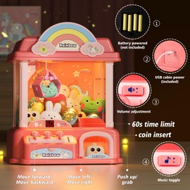DOLIVE Claw Machine for Kids,Unicorns Toys for Girls Age 4 5 6 7 8 9 10+, Electronic Arcade Game Machine with Music, Pink Mini Vending Machine