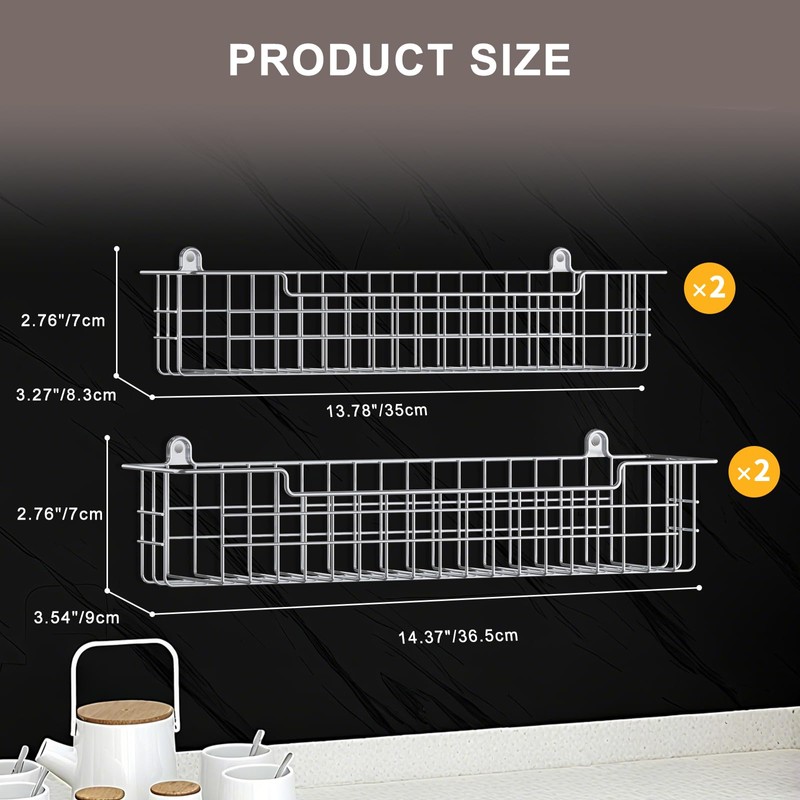 GUUKAR Spice Rack Wall Mount, 4-Pack Seasoning Organizer for Kitchen