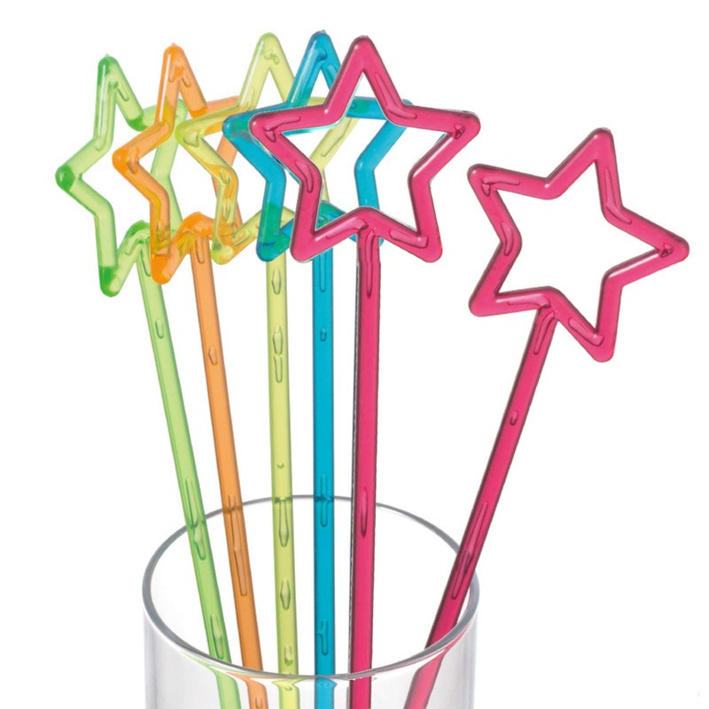 Star Top Swizzle Sticks Disposible 9.8 Inch Cocktail Drink Stirrers