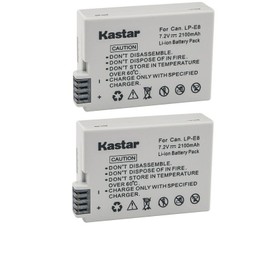 Kastar LPE8 Battery (2-Pack) Compatible with Canon LP-E8, LC-E8E, BG-E8 and Canon EOS 550D, EOS 600D, EOS 700D, EOS Rebel T2i, EOS Rebel T3i, EOS Rebel T4i, EOS Rebel T5i Camera