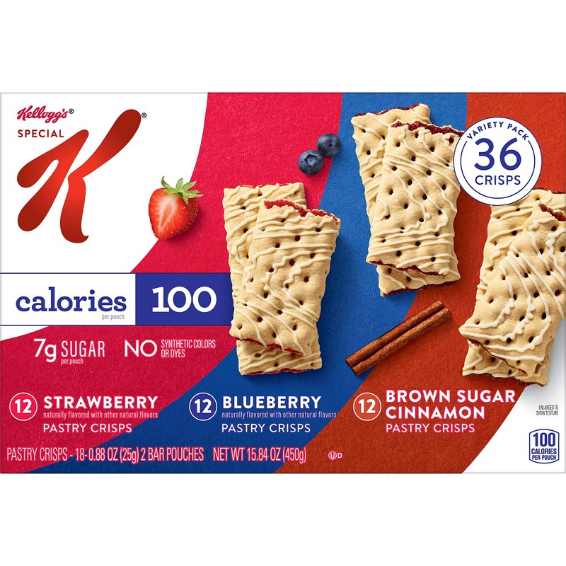 Special K Variety Pack, Brown Sugar Cinnamon/Strawberry/Blueberry Crisps, 36 ct
