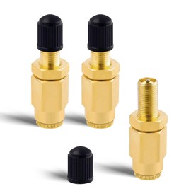 ASYH Air Inflation Schrader Valve with Push to Connect Button for 1/4" OD Air Line Tubing, Air Spring Bag Suspension Kit and Semi Trucks Trailers, 3 Pack (Yellow)