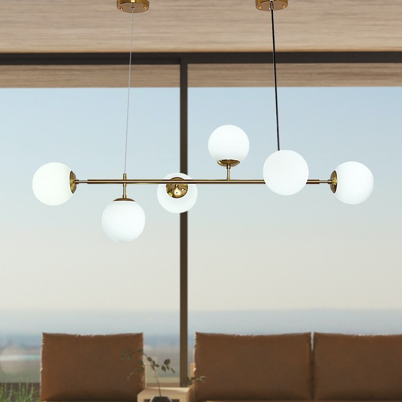 INSEUS Modern 6 Light Chandelier Light Fixture,Mid-Ce - Smoked&Gold