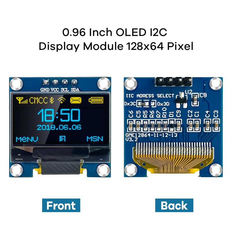 Hosyond - Módulo de visualización OLED I2C IIC de 0.96