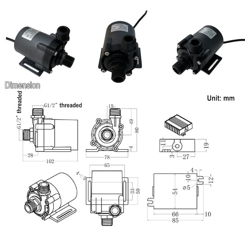 SHYSKY DC55E-12120S 12VDC Small Power efficient Brushless Water Pump 54W