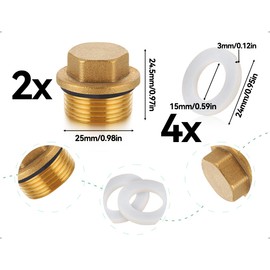 AOYEGIC Pack of 2 brass plugs, 3/4 inch male thread sealing stopper, threaded cap, pipe end cap with seal, used for water pipe