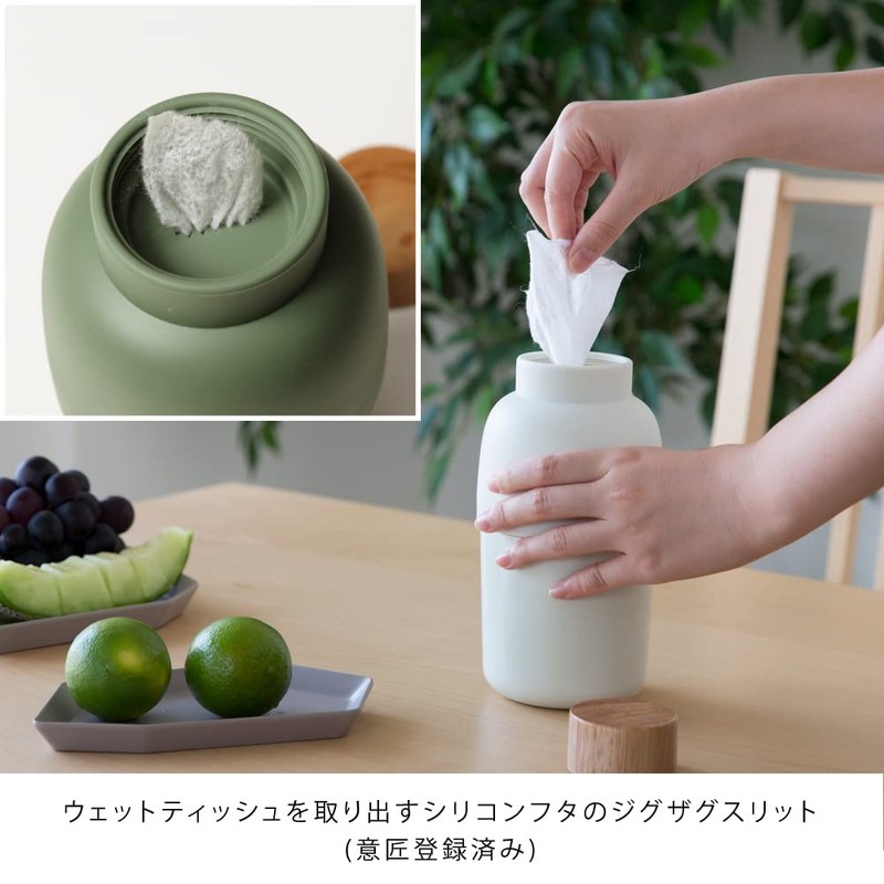 ideaco Roll Type Wet Tissue Case, Moss Green, Mochi Bin