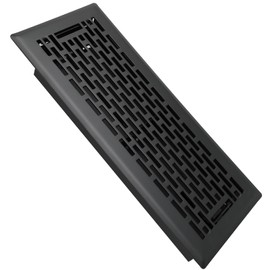 SANYCASA Floor Vents Adjustable Airflow Floor Register Walkable Heavy Duty Steel Floor Vent Register with Boston Design - 4x12 Inches Matte Black Finish Floor Vent Grates for Mobile Home