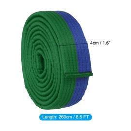 PATIKIL Taekwondo Coloured Rank Belt, 1.6 x 8.5 Ft 2.6 M Polyester Martial Arts Judo Karate Belt for Teaching Practice, Green/Blue