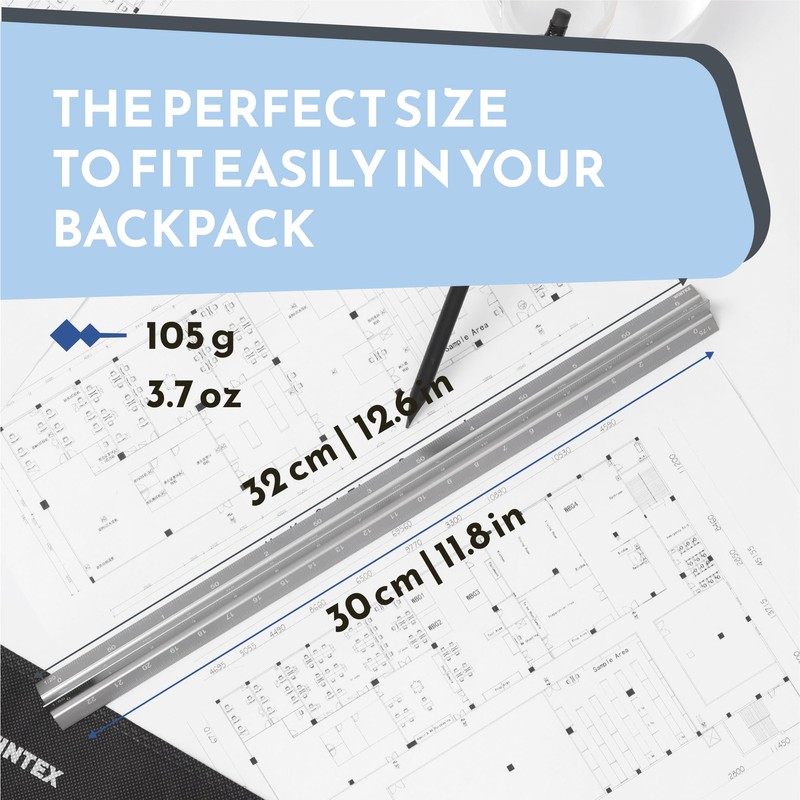 Wintex Triangular Ruler Silver – High Quality Aluminium Ruler 30