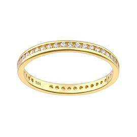 Old English Jewellers 9ct Yellow Gold on Silver Diamond Full Eternity Ring - sizes J to V (V)
