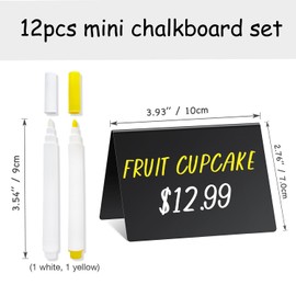 PigPotParty 4"x3" Mini Chalkboard Signs for Food, 12 Pcs Food Signs for Party Buffet, Small Chalk Board Food Labels, Table Place Cards, Wedding - Bakery - Birthday, Includes 2 Wet Erase Markers