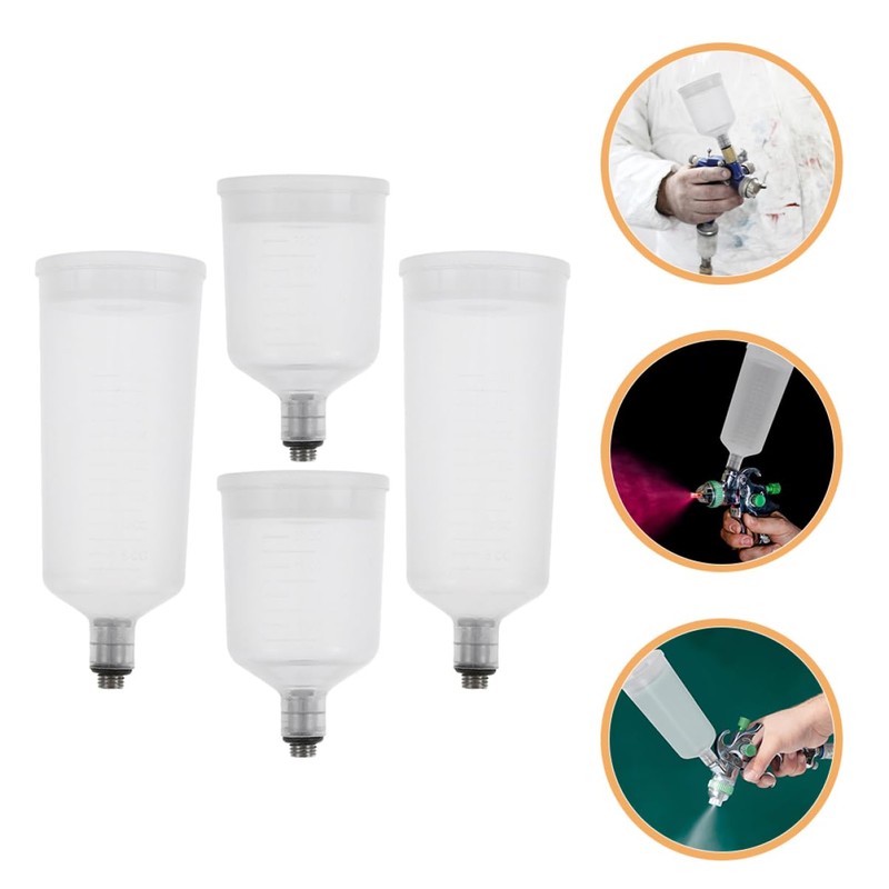 Hohopeti 4pcs Split Replaceable Airbrush Cups Clear Plastic Paint Containers