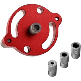 Dowel Device Aluminium Alloy Hole Stamp Locating Guide Woodworking Tool Puncher Wood Drill Kit with 6/8/10 mm Drilling Sleeves (X600-1-Red)