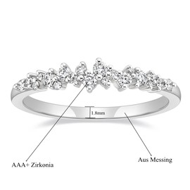 Titaniumcentral Women's Ring Slim Simple Rose Gold Silver Cubic Zirconia Engagement Rings Wedding Rings Partner Rings, Brass, Cubic Zirconia