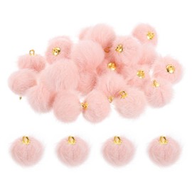 sourcing map Pom Pom Charm, 24Pcs 15mm - Faux Fur Fluffy Pom Poms Pendants Balls, Pom Poms for DIY Crafts Jewelry Making Keychain Accessory (Light Pink)