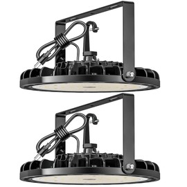 Flakeeper LED High Bay Light 150W, 22500 LM with US Plug 5ft Cable (150LM/W), 5000K Daylight, Waterproof, UFO Commercial Industrial Warehouse Workshop Factory Barn Garage Area Lighting Fixture, 2 Pack