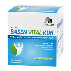 Avitale Basen Vital Kur Sticks Plus Vitamin D3 + K2 with Zinc for a Balanced Acid-Base Balance, Pack of 60