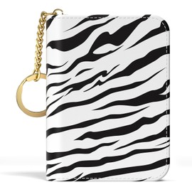 Aiawoxc Credit Card Holder, Small RFID Wallet Slim Leather Card Organizer Case with Zipper and Keychain, Stylish Zebra Print