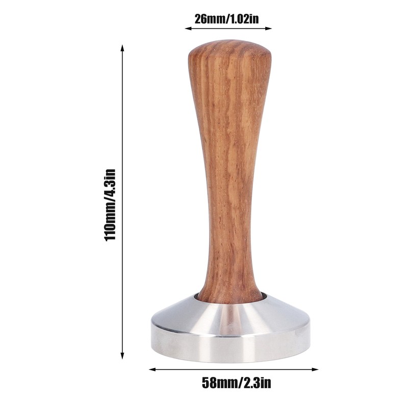 Coffee Tamper Stainless Steel Base Wooden Handle Heavy Duty Coffee